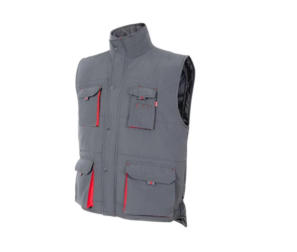Velilla V5902 Tweekleurige Multi-pocket Gewatteerde Bodywarmer Heren – Grey/Red