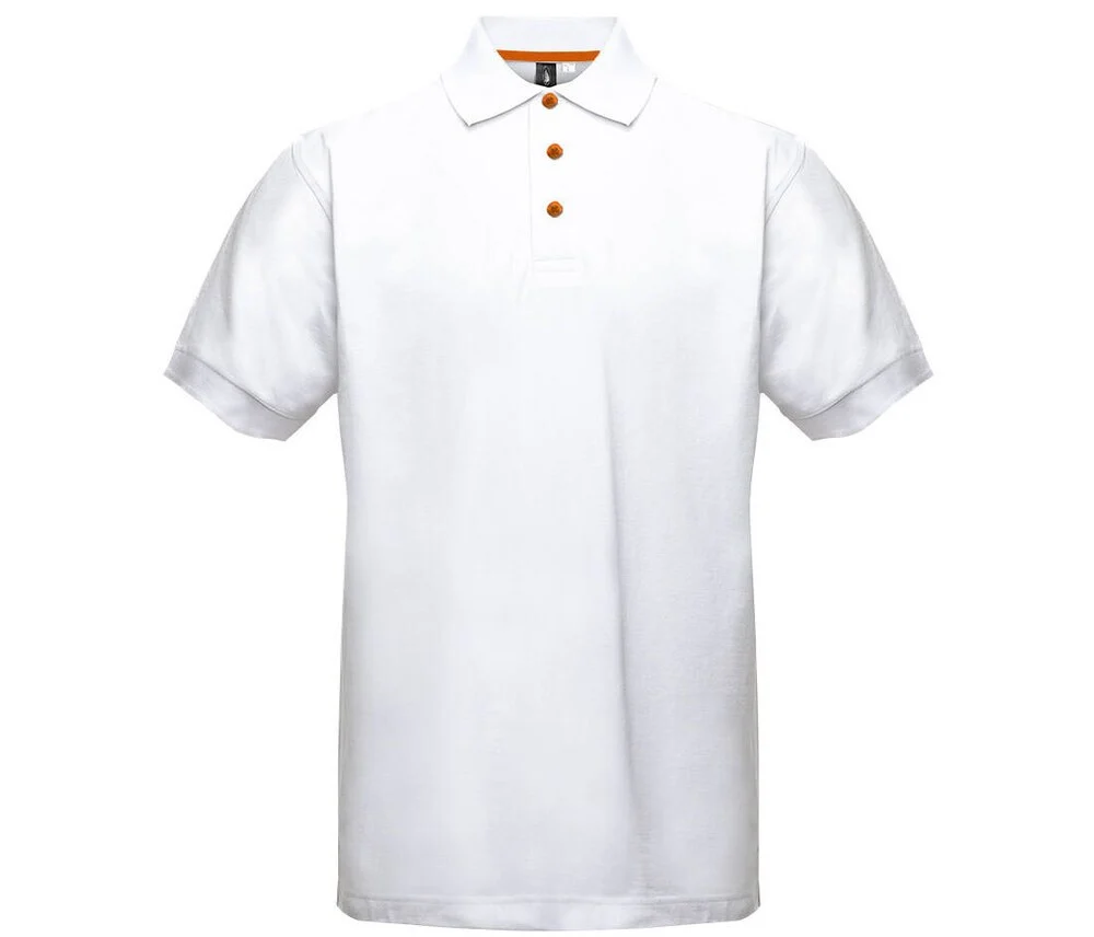 Black&Match BM100 Polo met Contrasterende Knopen – White / Orange