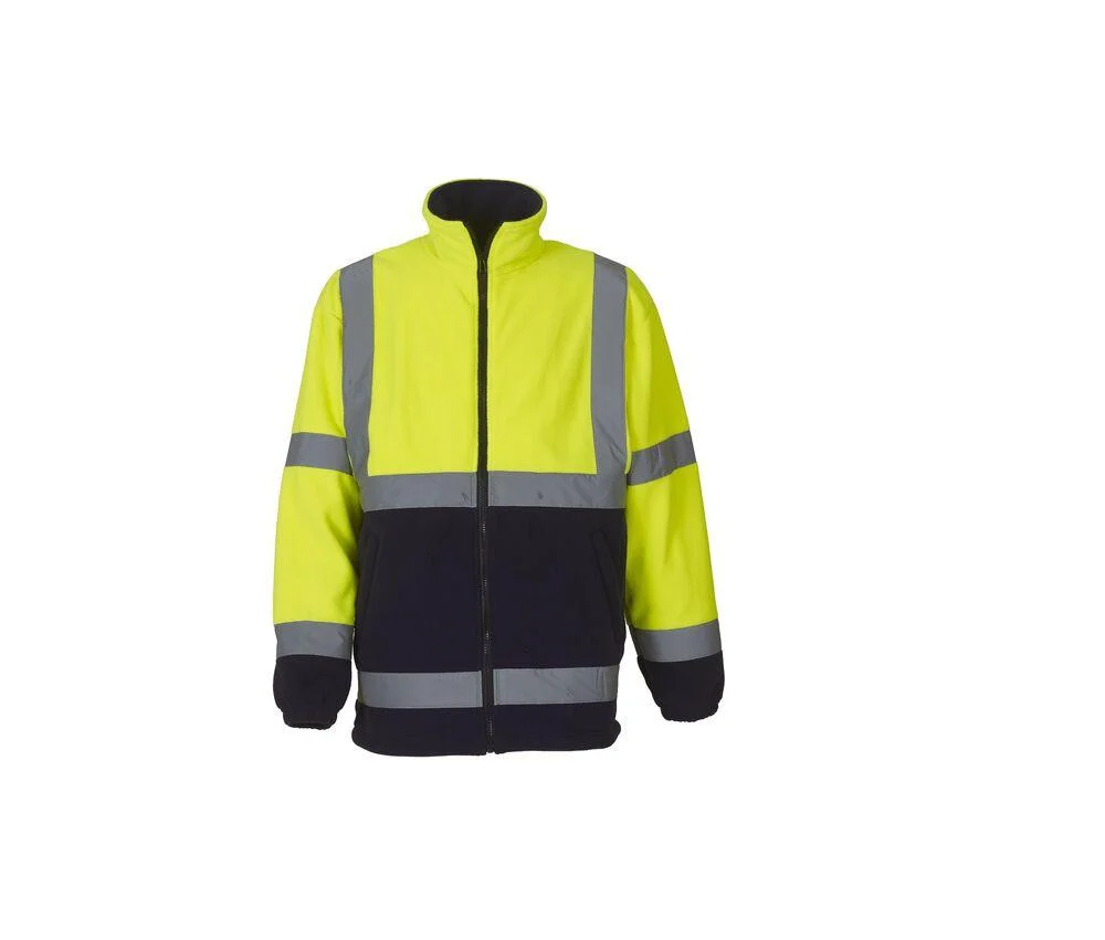 Yoko YKK08 Fleecejas Hoge Zichtbaarheid – Hi Vis Yellow/Navy