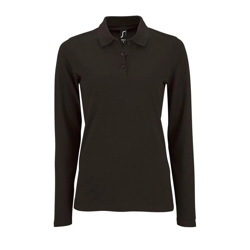 SOL'S 02083 Perfect Polo Lange Mouwen Dames – Zwart