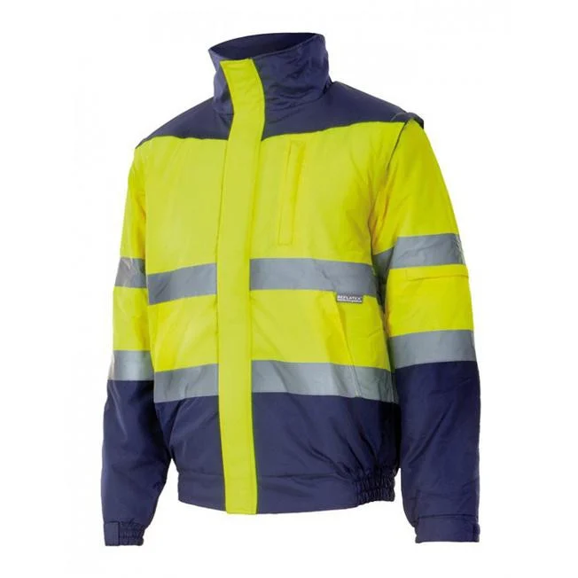Velilla VL161 Tweekleurige Gewatteerde Jas Hoge Zichtbaarheid – Fluo Yellow / Navy
