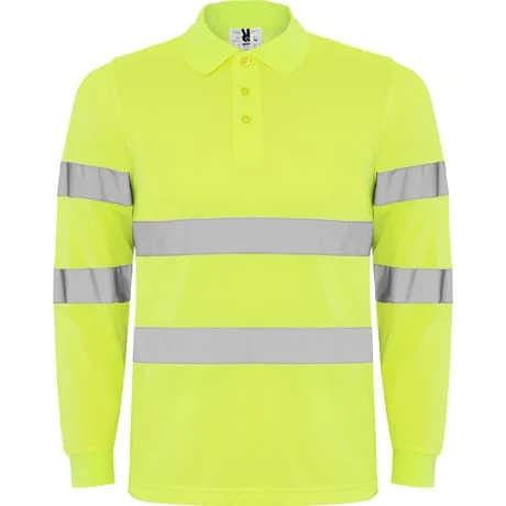 Roly HV9306 Polaris Poloshirt Lange Mouwen Hoge Zichtbaarheid – Yellow Fluor