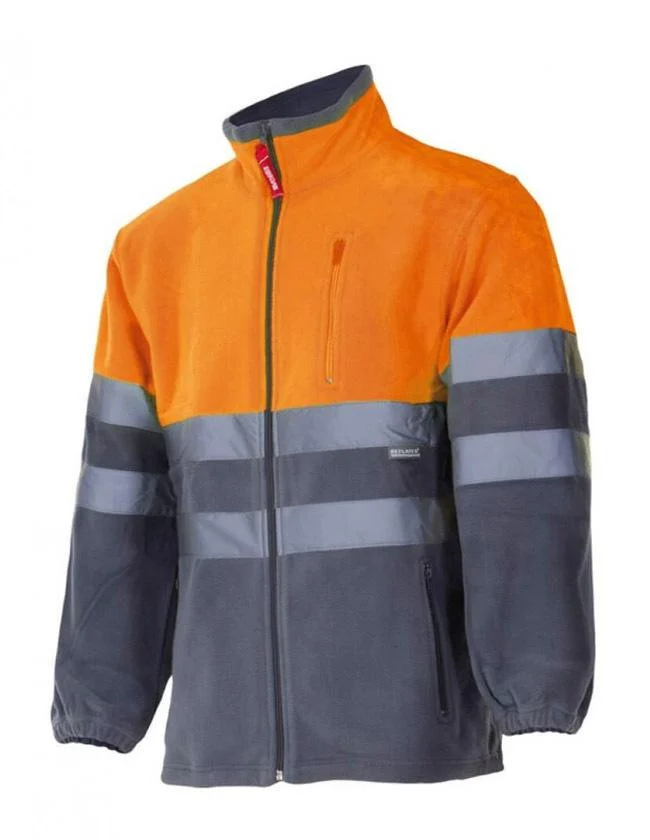 Velilla VL183 Tweekleurige Fleecejas Hoge Zichtbaarheid – Fluo Orange / Grey