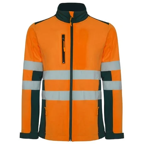 Roly HV9303 Antares Softshell Jas Hoge Zichtbaarheid – NAVY BLAUW/FLUOR ORANJE
