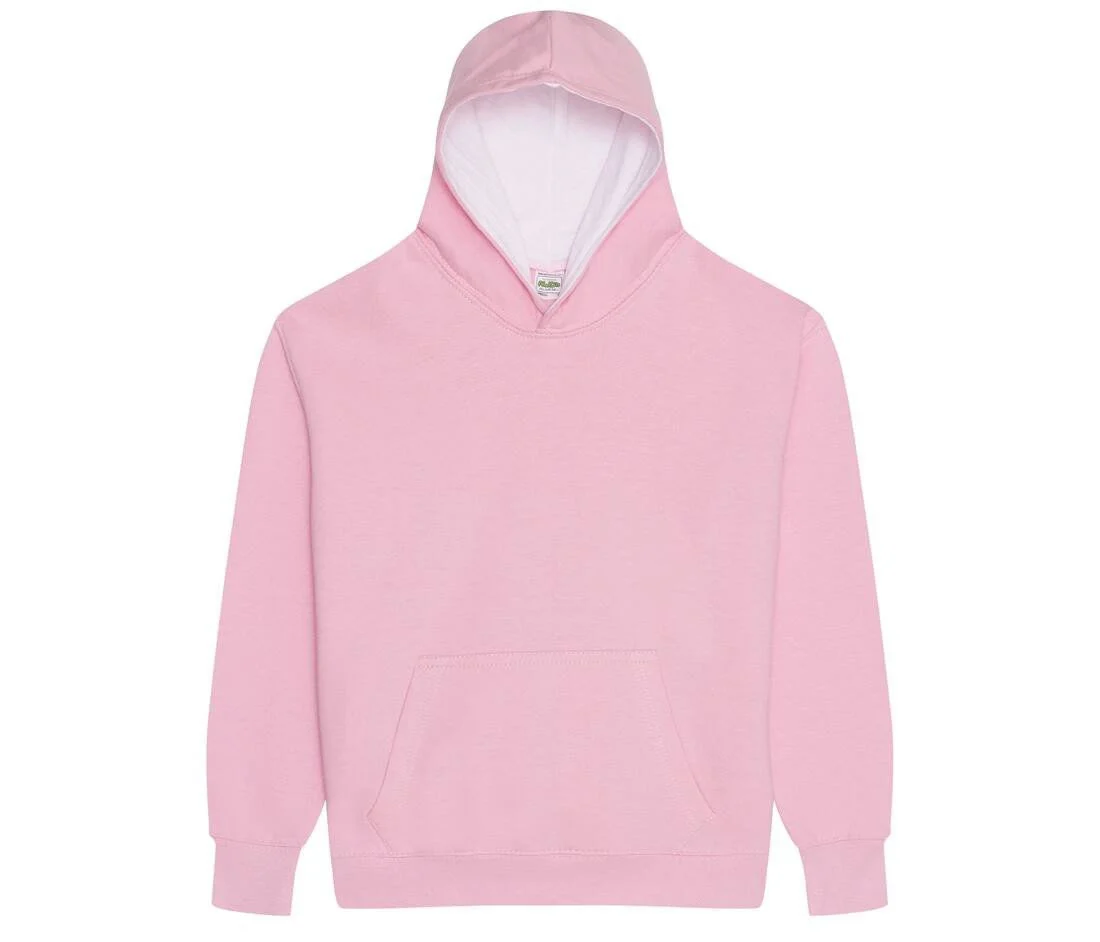AWDIS JH03J Varsity Kinderhoodie – Baby Pink / Arctic White