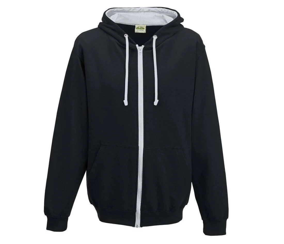 AWDIS JH053 Varsity Zoodie – Jet Black / Heather Grey