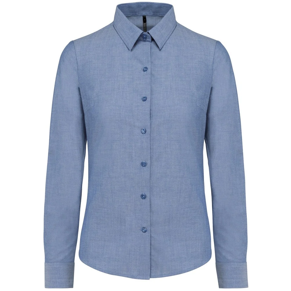 Kariban K534 Oxford Blouse Lange Mouwen Dames – Oxford Kobaltblauw