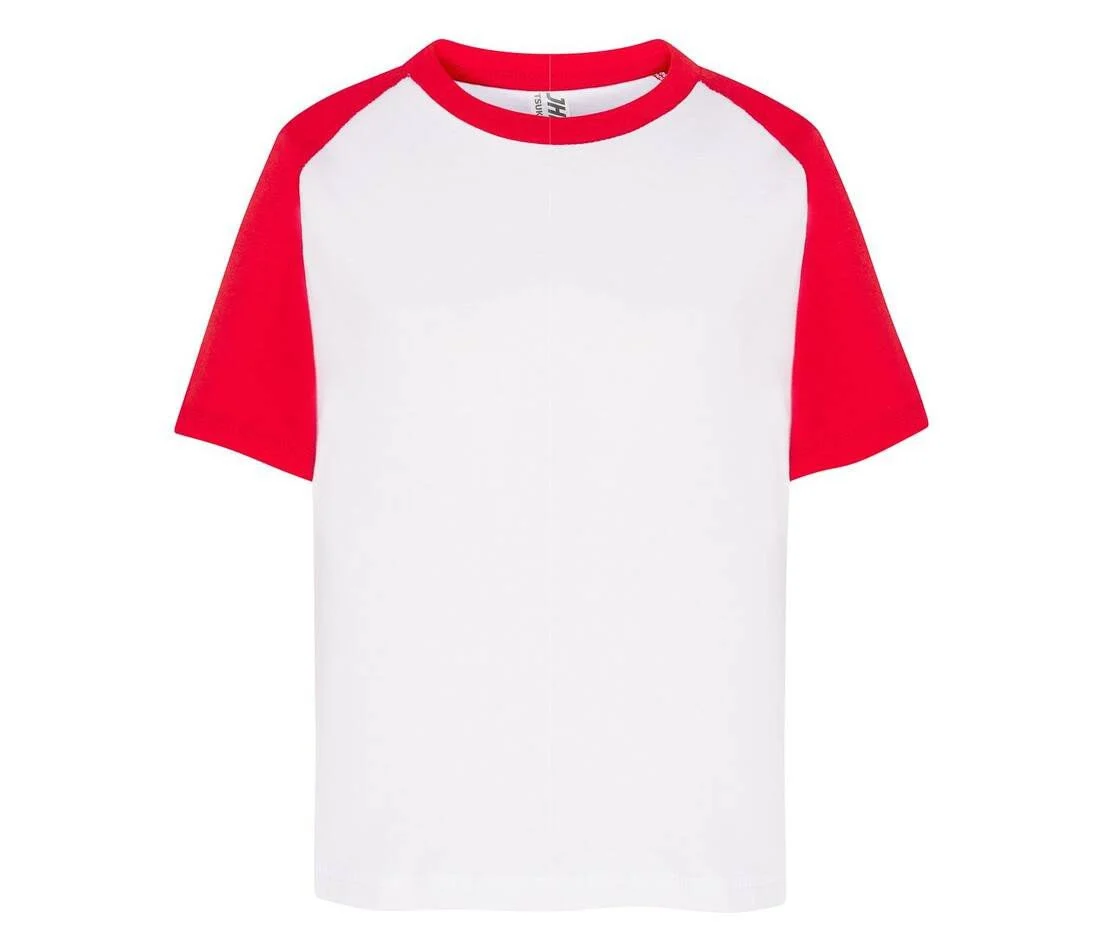 JHK JK153 Baseball Kinder T-shirt – White / Red