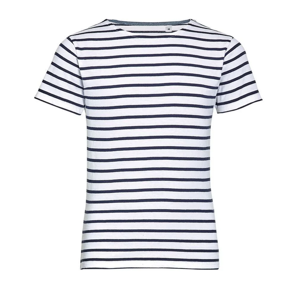 SOL'S 01400 Miles Gestreept T-shirt Kinderen – Blanc / Maritiem