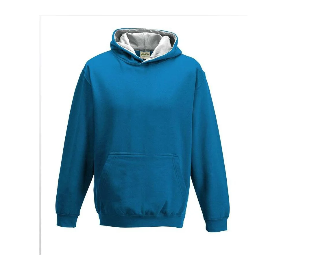 AWDIS JH03J Varsity Kinderhoodie – Sapphire Blue/ Heather Grey