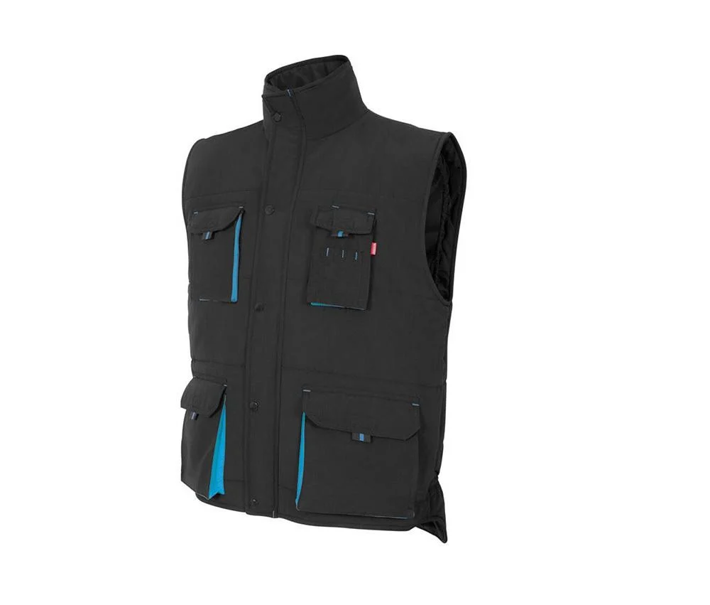 Velilla V5902 Tweekleurige Multi-pocket Gewatteerde Bodywarmer Heren – Black / Sky Blue