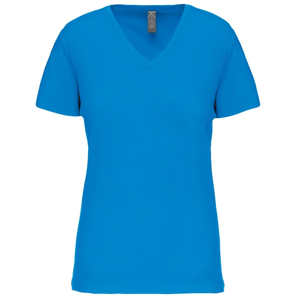 Kariban K3029IC Biologisch T-shirt V-hals Dames – Tropisch Blauw