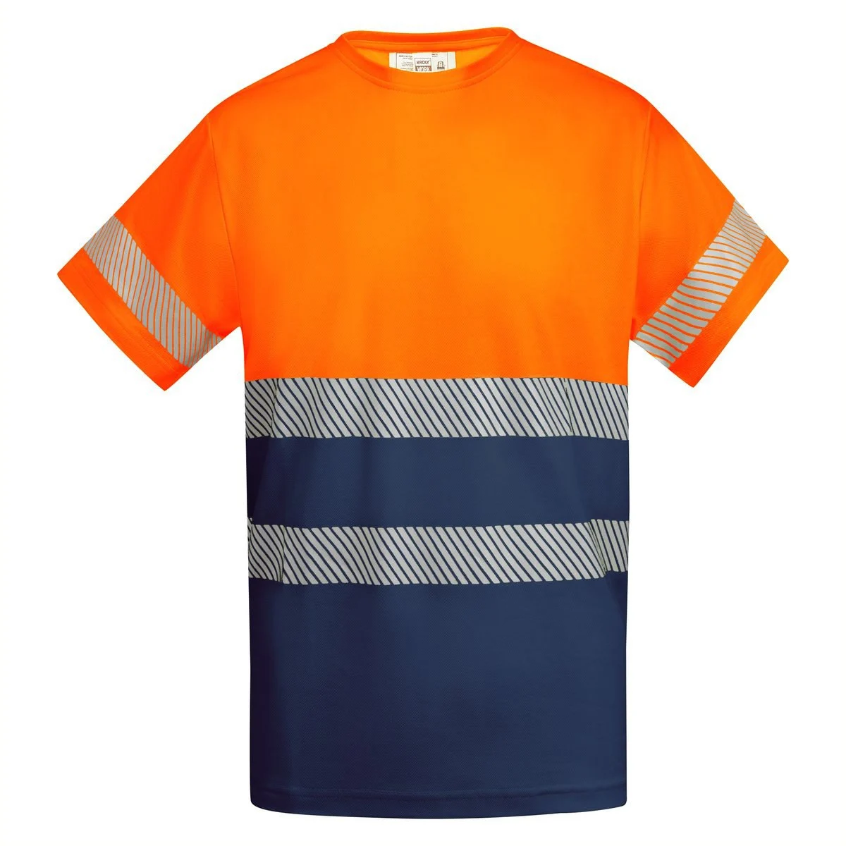 Roly HV9317 Tauri T-shirt Hoge Zichtbaarheid – NAVY BLAUW/FLUOR ORANJE