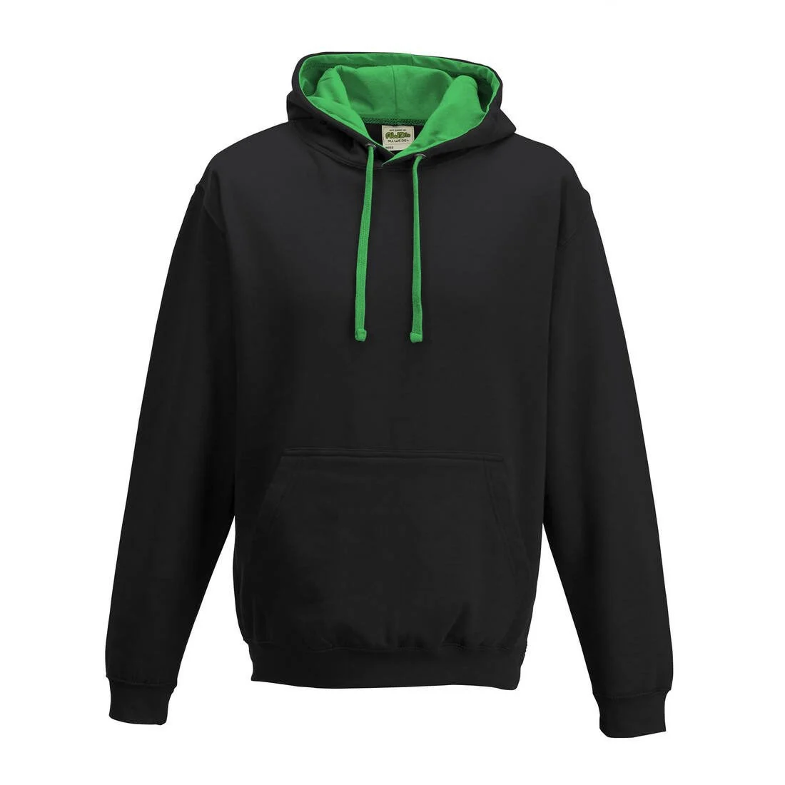 AWDIS JH003 Varsity Hoodie – Jet Black/ Kelly Green