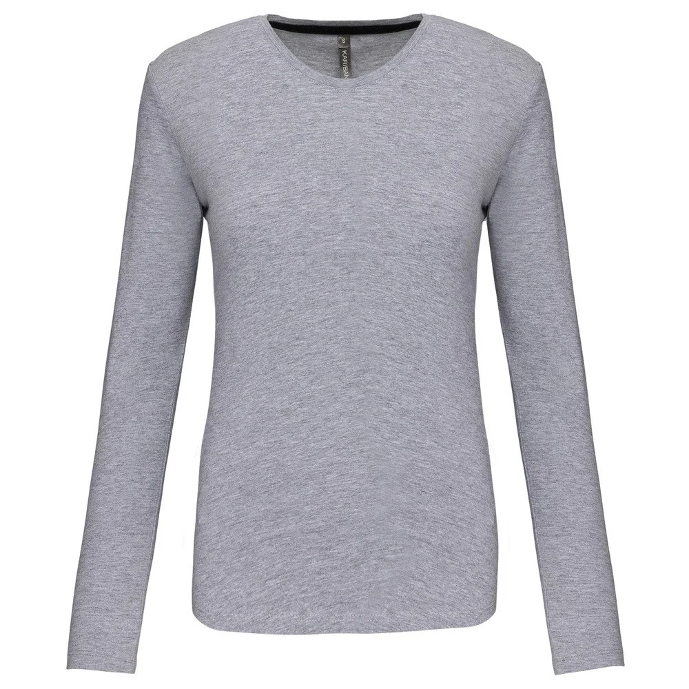 Kariban K383 T-shirt Lange Mouwen Dames – Oxford grijs