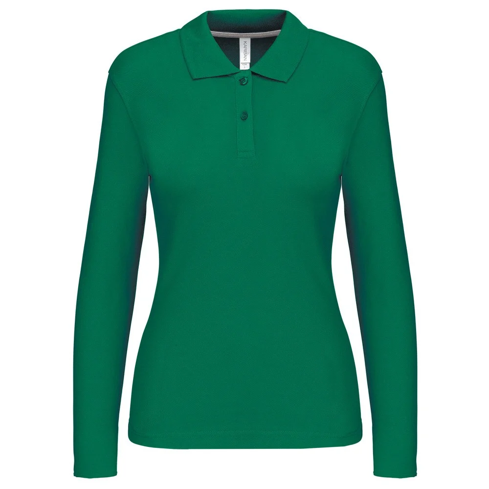 Kariban K244 Polo Lange Mouwen Dames – Kelly groen
