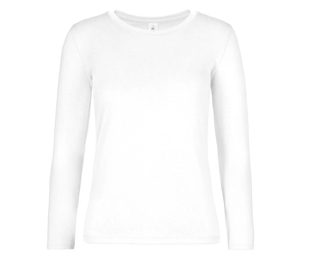 B&C BC08T #E190 T-shirt Lange Mouwen Dames – White