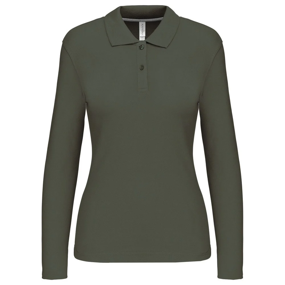 Kariban K244 Polo Lange Mouwen Dames – Donker kaki