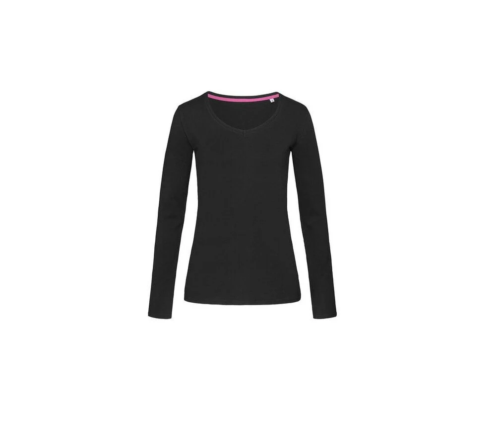 Stedman ST9720 Claire T-shirt V-hals Lange Mouwen Dames – Zwart Opaal