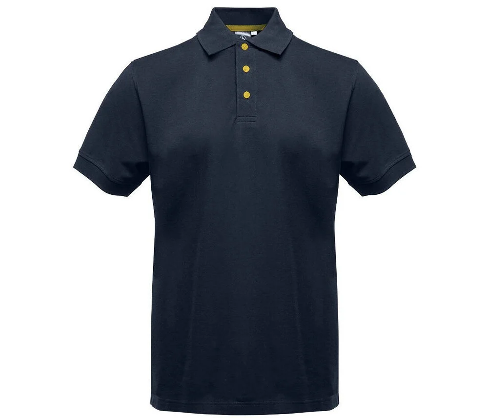 Black&Match BM100 Polo met Contrasterende Knopen – Navy / Gold