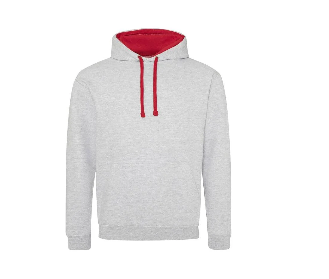 AWDIS JH003 Varsity Hoodie – Heather Grey/ Fire Red