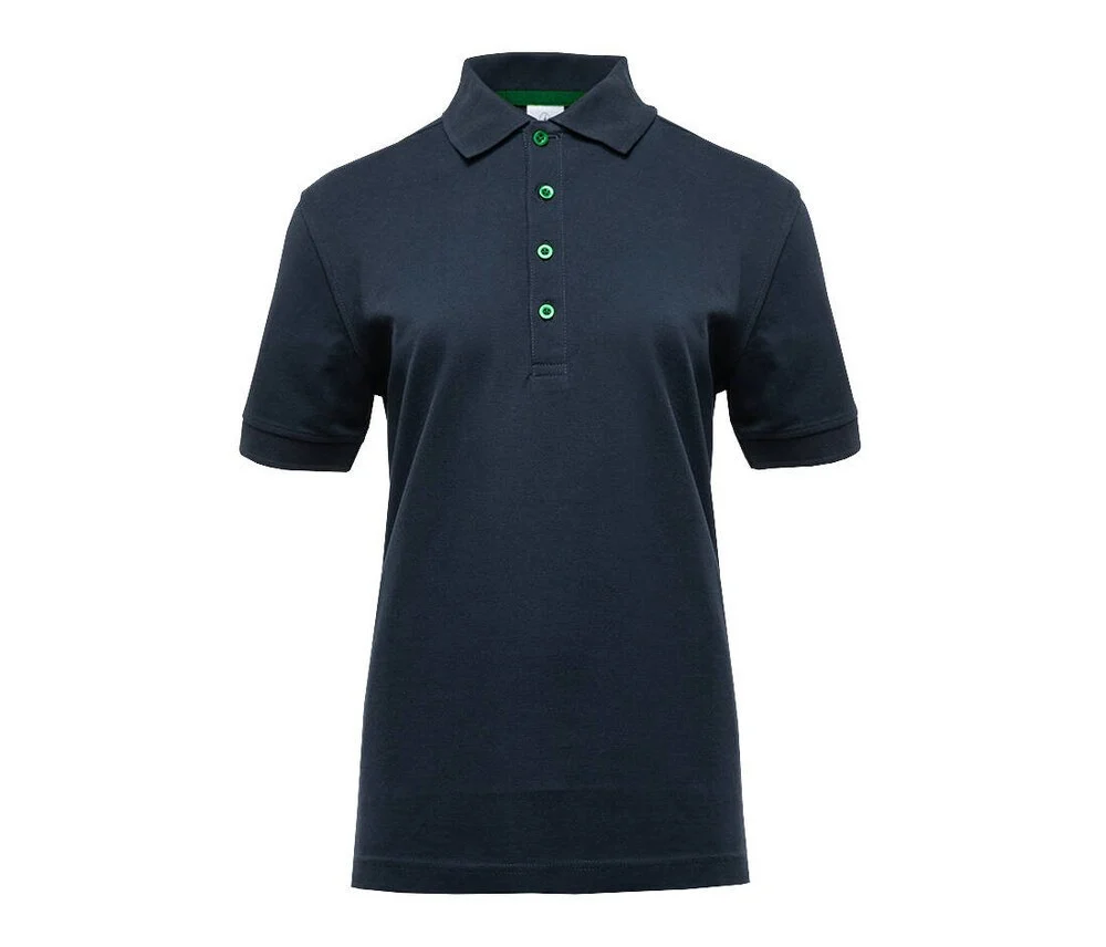 Black&Match BM101 Polo met Contrasterende Knopen Dames – Navy / Kelly Green