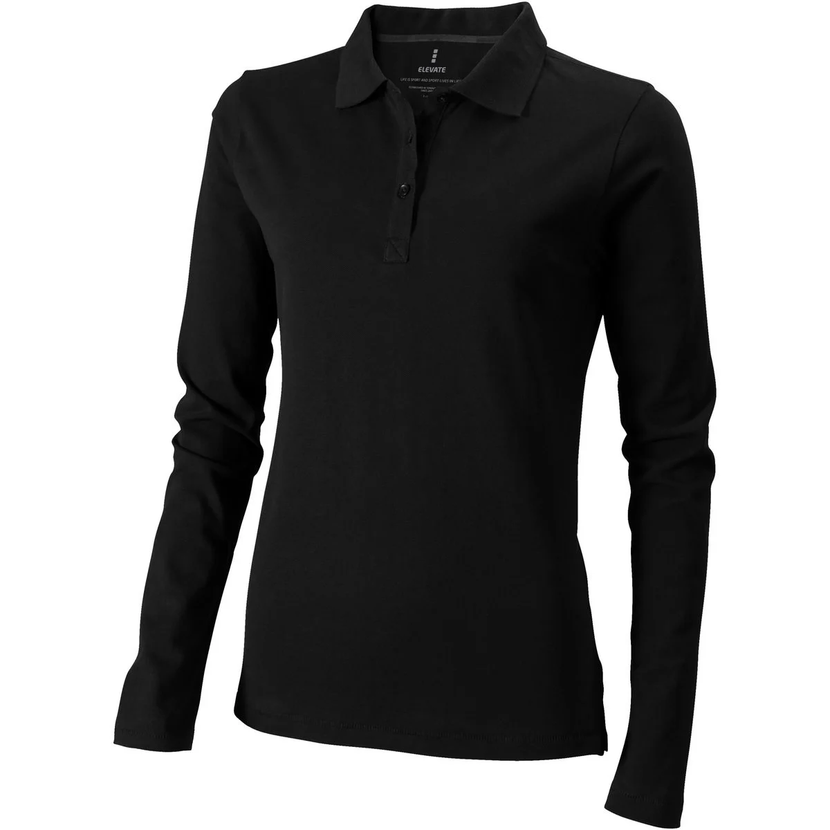 Elevate 38087 Oakville Polo Lange Mouwen Dames – Effen zwart