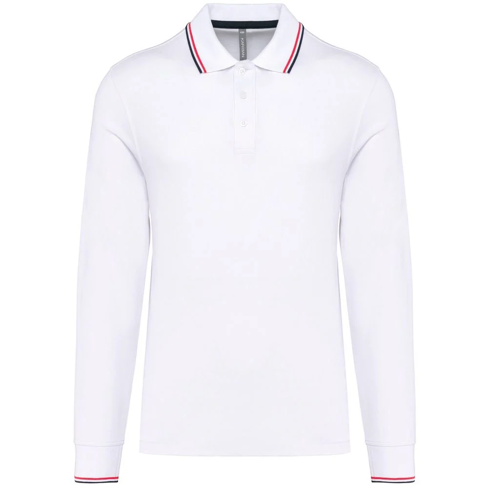 Kariban K280 Polo Lange Mouwen Heren – Wit / Navy / Rood