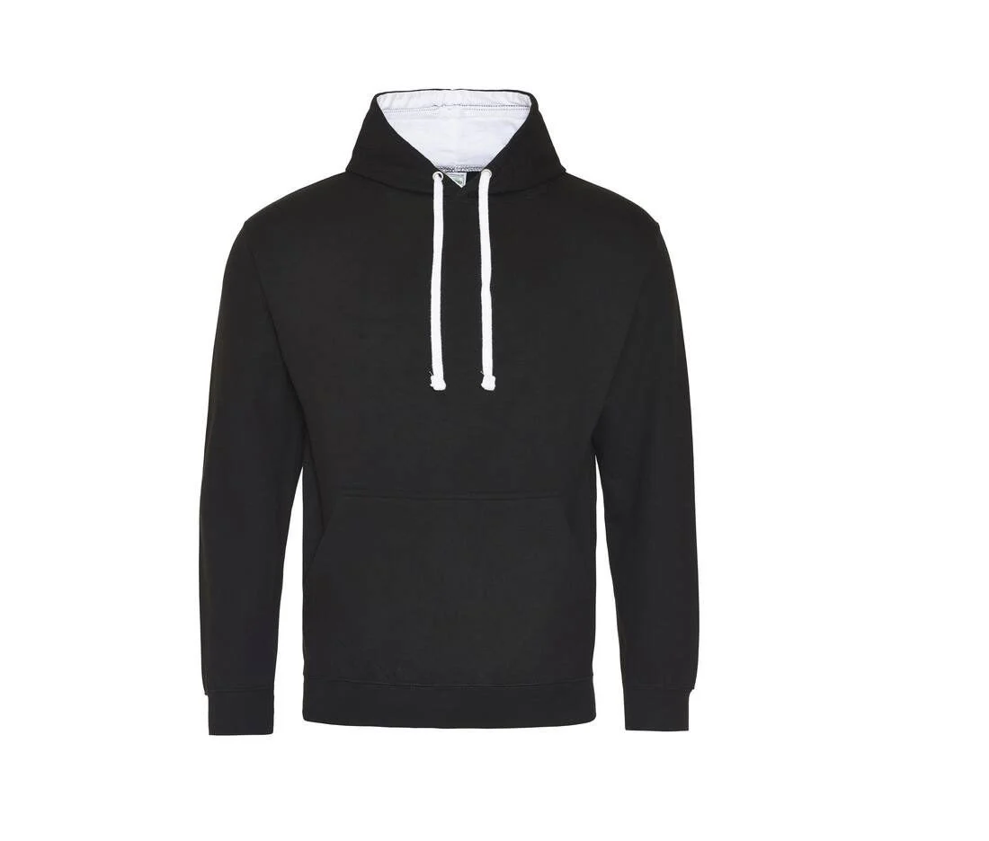 AWDIS JH003 Varsity Hoodie – Jet Black / Arctic White