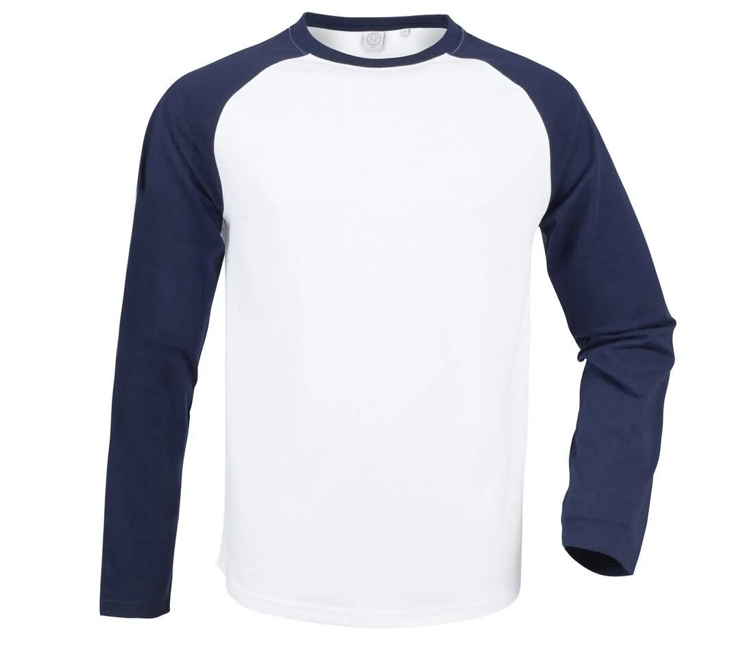 SF Men SF271 T-shirt Lange Mouwen – Wit/ Oxford marine