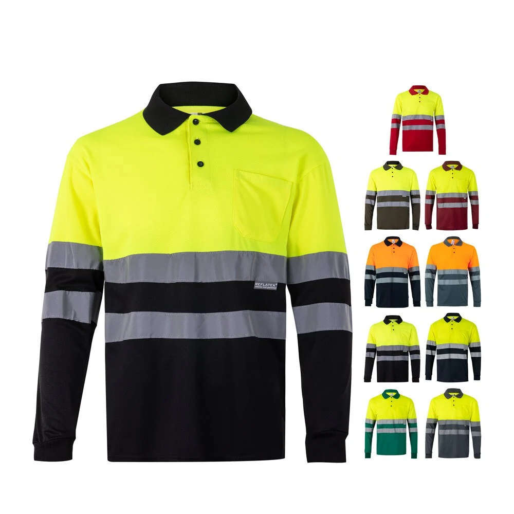 Velilla 36069 Tweekleurig Polo Lange Mouwen – Olijfgroen/Geel