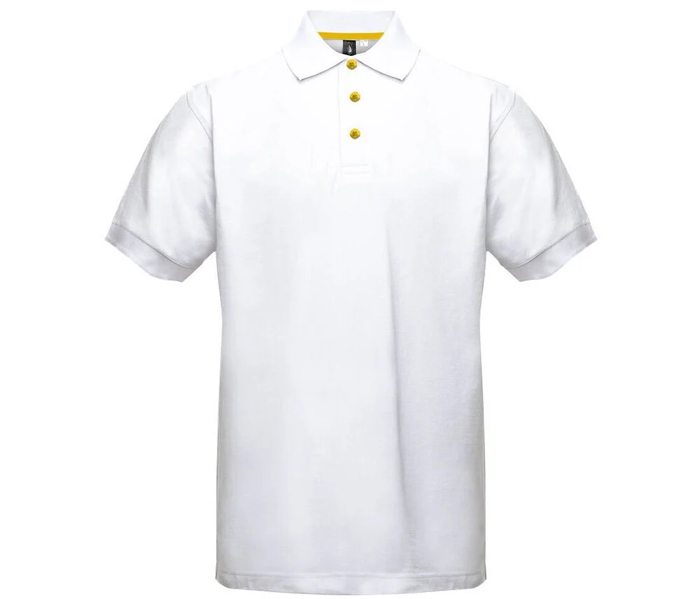 Black&Match BM100 Polo met Contrasterende Knopen – White/ Gold