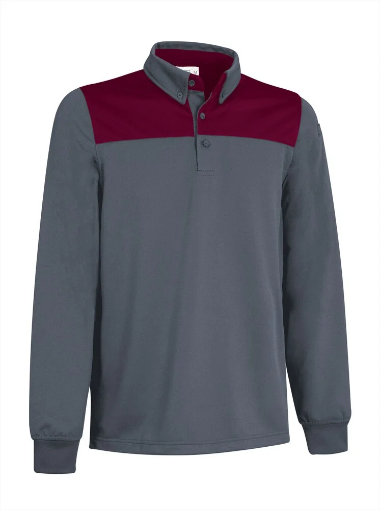 Valento POVAHUL Hurricane Polo Lange Mouwen – cement grey-mahogany garnet