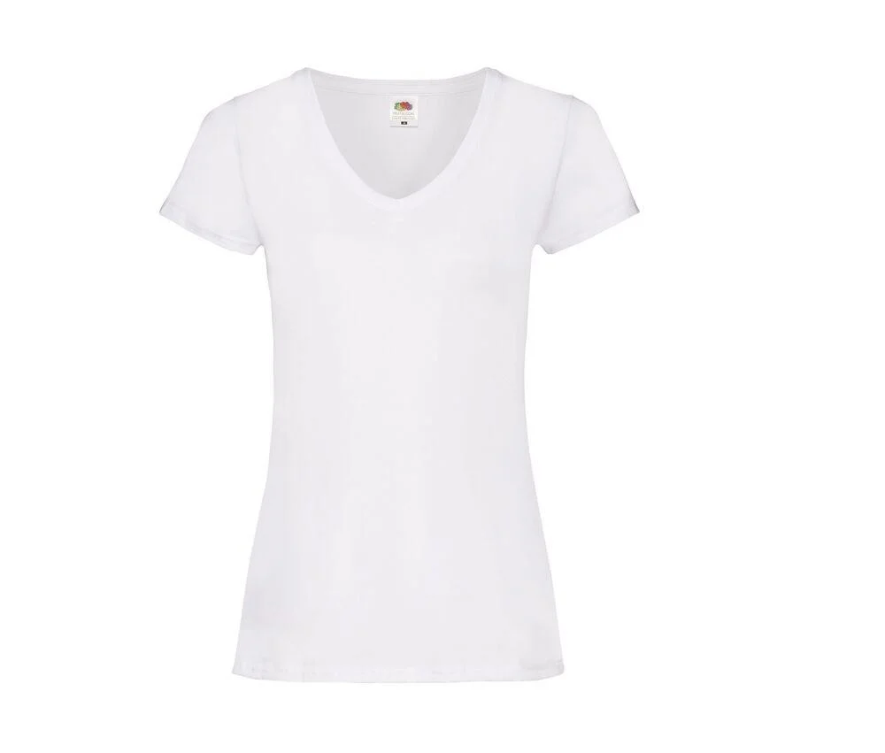 Fruit of the Loom SC601 Valueweight V-hals T-shirt Dames – White