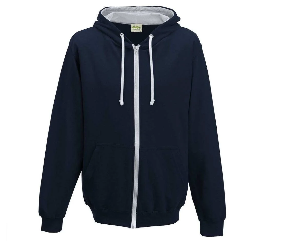 AWDIS JH053 Varsity Zoodie – French Navy/Heather Grey