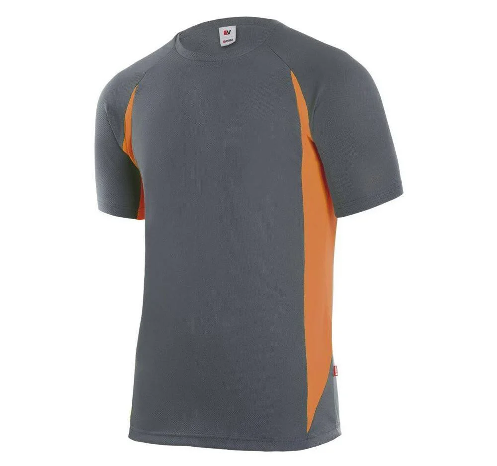 Velilla V5501 Tweekleurig Technisch T-shirt – Grey / Fluo Orange