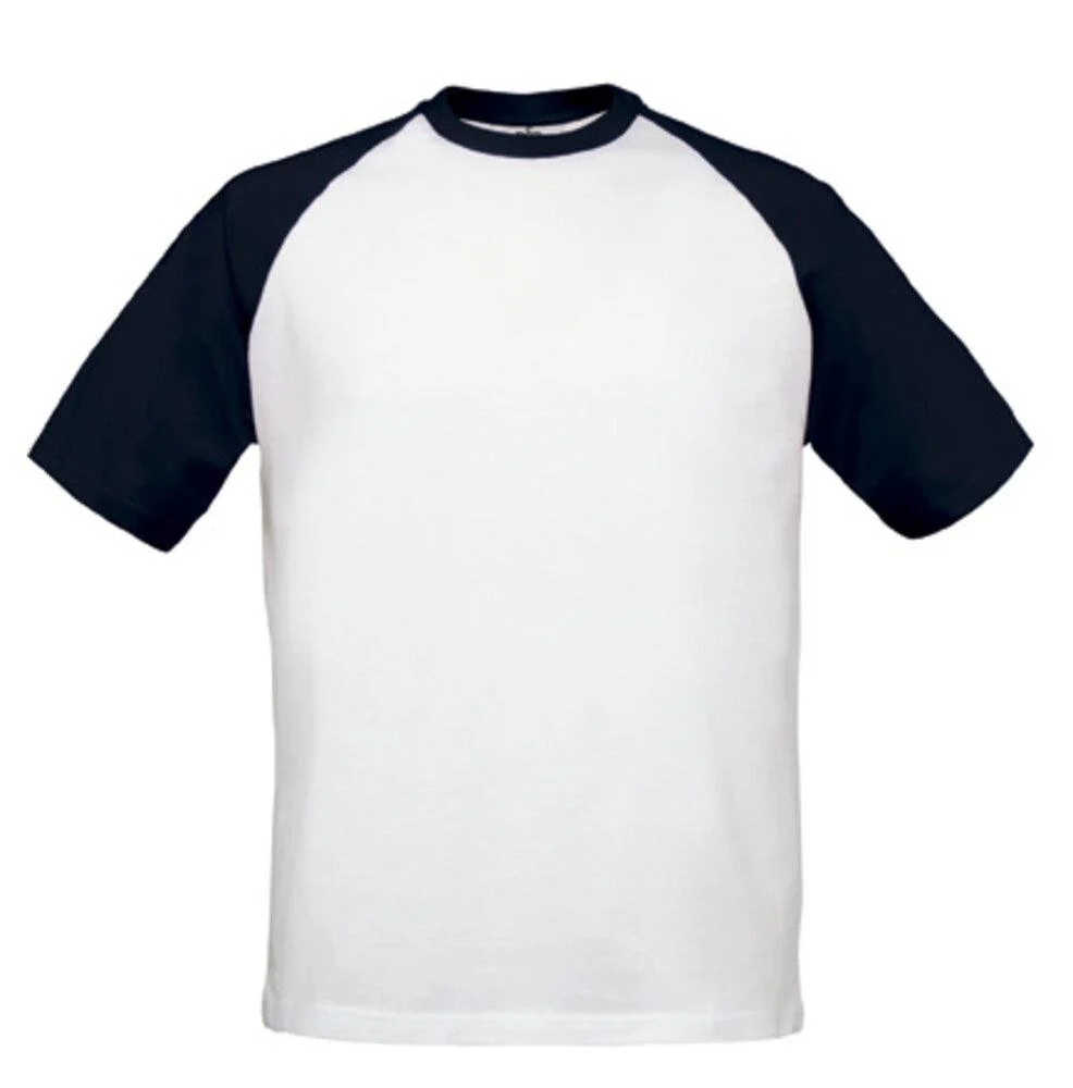 B&C BC231 Baseball Kinder T-shirt – White/Navy