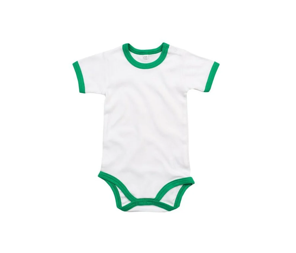Babybugz BZ019 Biologisch Baby Romper – Wit / Kelly groen