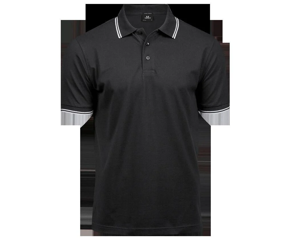 Tee Jays TJ1407 Luxury Stretch Polo met Streepjes Heren – Black / White