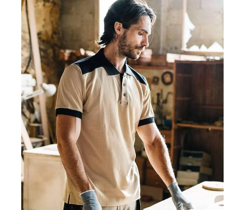 Velilla VL5519S Tweekleurige Stretch Polo – Sand/Black