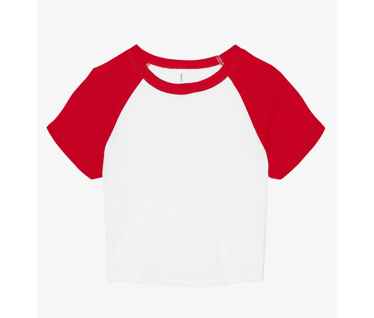 Bella+Canvas BE1201 Micro Rib Raglan Baby Tee Dames – White / Red