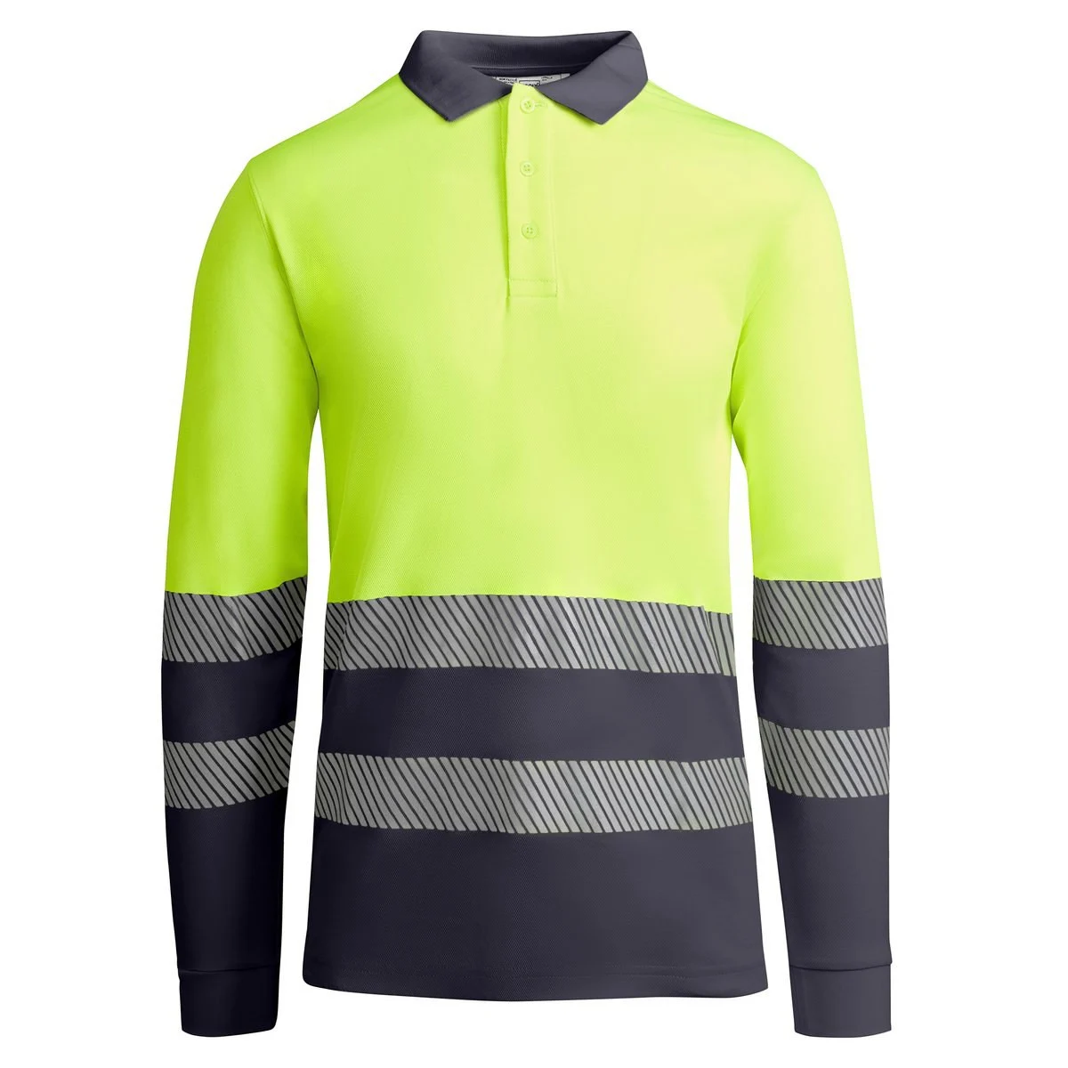Roly HV9319 Atrio Poloshirt Lange Mouwen Hoge Zichtbaarheid – LOOD/FLUOR GEEL