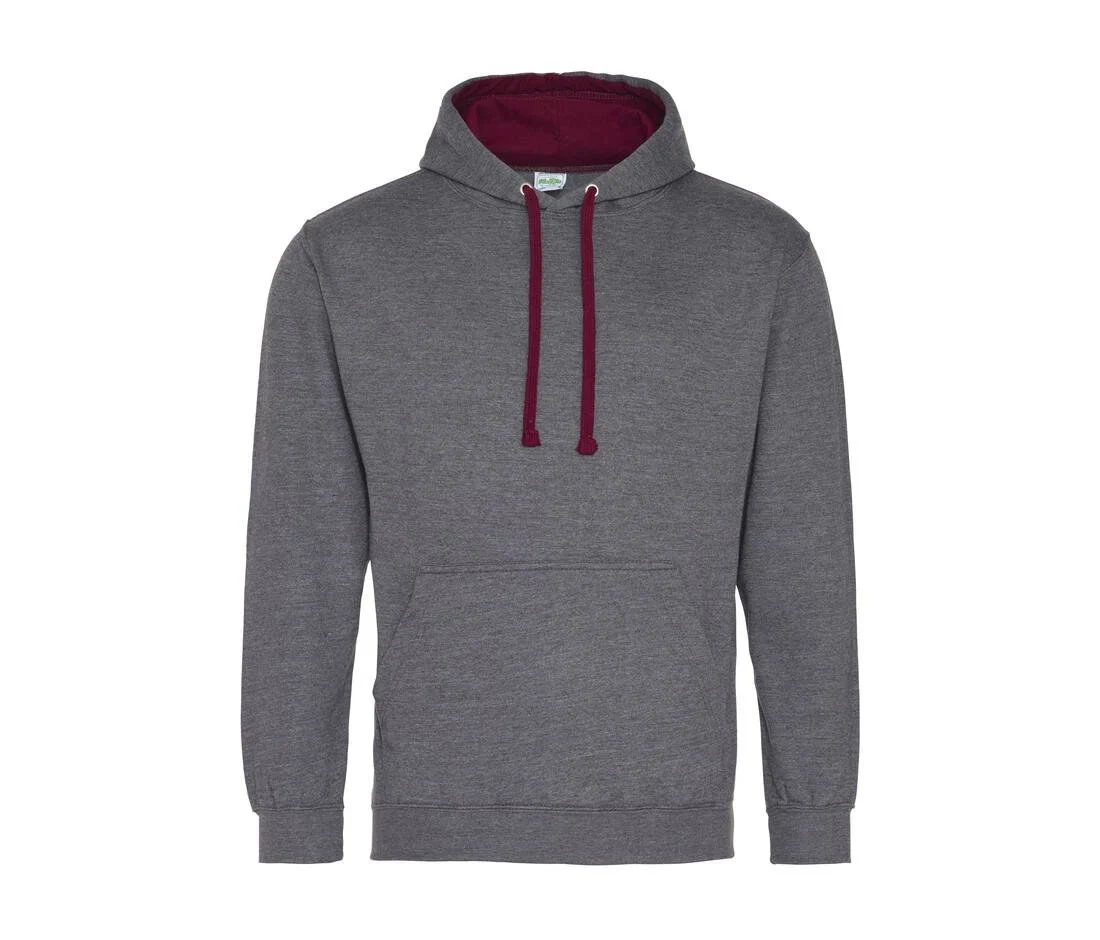 AWDIS JH003 Varsity Hoodie – Charcoal/Burgundy