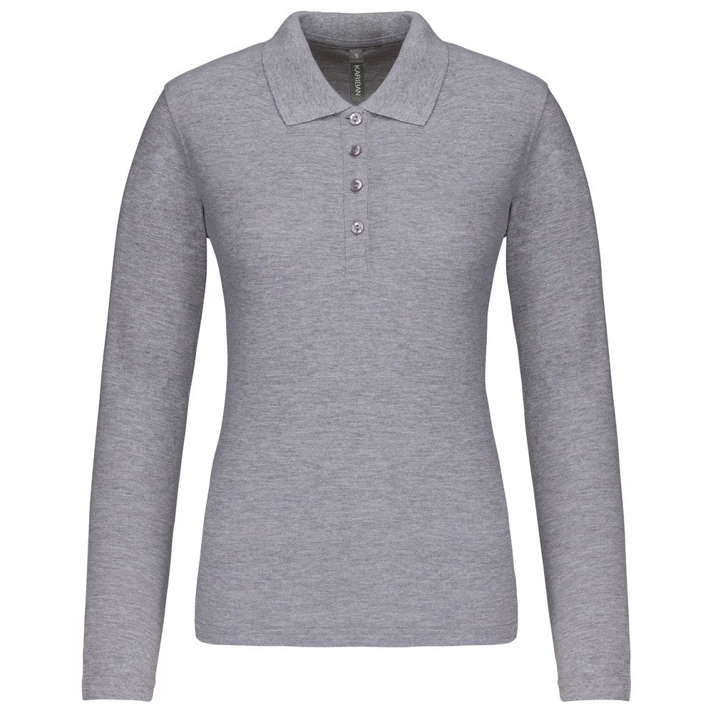 Kariban K257 Polo Lange Mouwen Dames – Oxford grijs