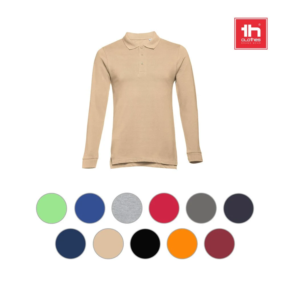 TH Clothes 30143 Polo Lange Mouwen Heren – Heide Lichtgrijs
