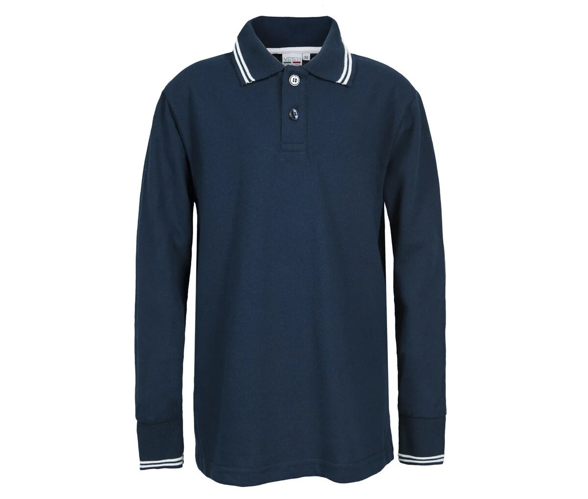 VESTI IT016 Piqué Kinderpolo Lange Mouwen – Navy/White