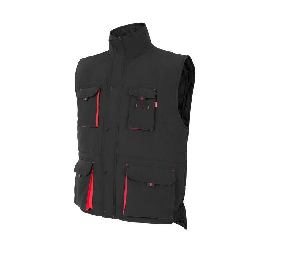 Velilla V5902 Tweekleurige Multi-pocket Gewatteerde Bodywarmer Heren – Black / Red
