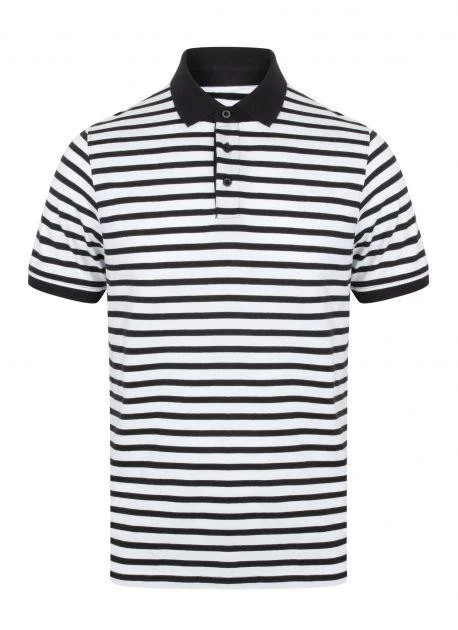 Front Row FR230 Gestreepte Jersey Polo – White/Navy