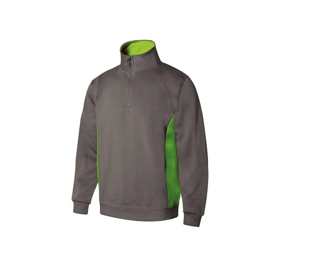 Velilla V5704 Bicolor Sweater met Ritskraag – Grey/ Lime