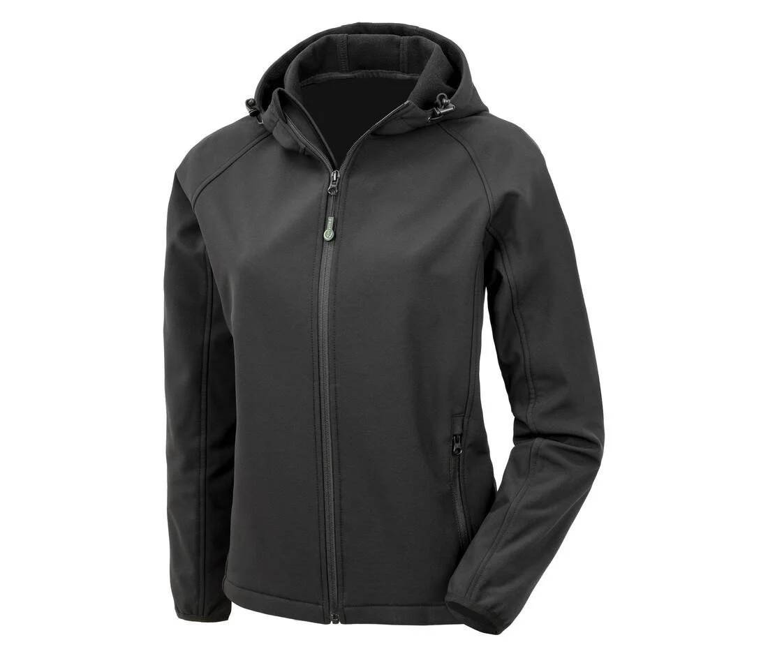 Result RS911F 3-laags Gerecyclede Softshell Jas met Capuchon Dames – Black